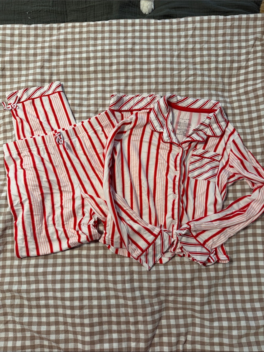 Tahari Red and White Striped Kids Pajama Set